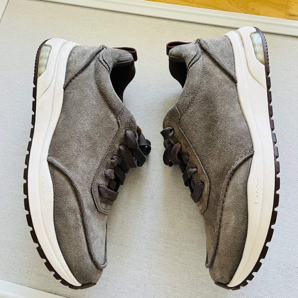Rockport Reebok DMX Mens 8 Gray Suede Walking Shoes Sneakers Brown Leather Trim - Picture 7 of 8
